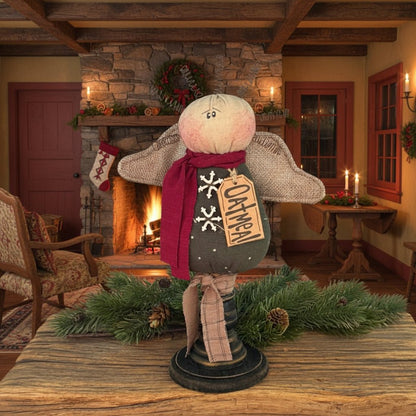 Honey and Me Christmas Oatmeal the Christmas Angel on Small Spindle - The Primitive Pineapple Collection