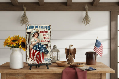 Betsy Ross American Flag Metal Sign Primitive Patriotic Wall Decor 12" x 8" - The Primitive Pineapple Collection