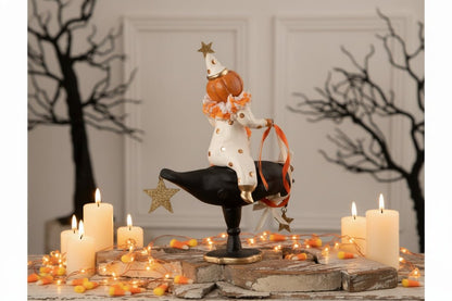 Bethany Lowe Halloween 10.75" Pumpkinhead on Crow DH5053 - The Primitive Pineapple Collection