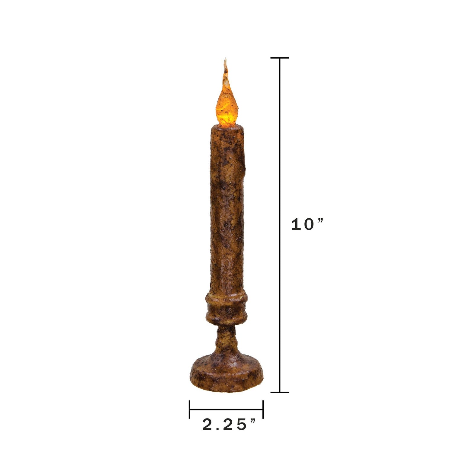 Primitive 10" Timer Burnt Mustard Twisty CandleStick