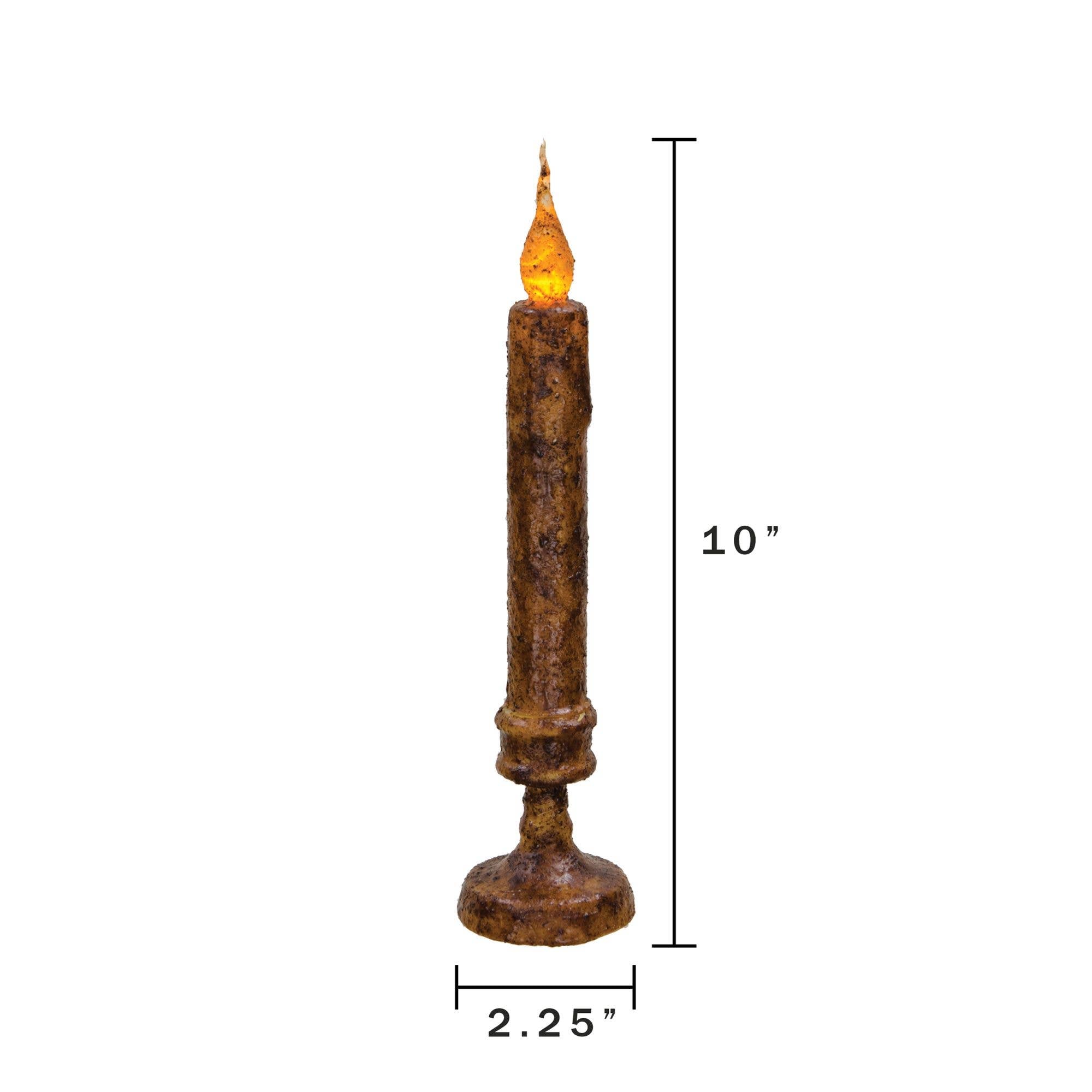 Primitive 10" Timer Burnt Mustard Twisty CandleStick