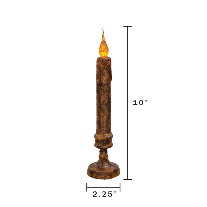 Primitive 10" Timer Burnt Mustard Twisty CandleStick