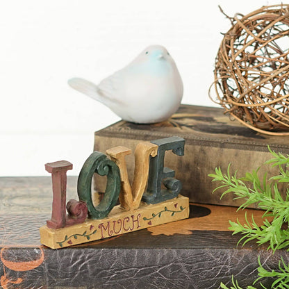 Primitive Farmhouse 5&quot; Love Much Shelf Sitter - The Primitive Pineapple Collection