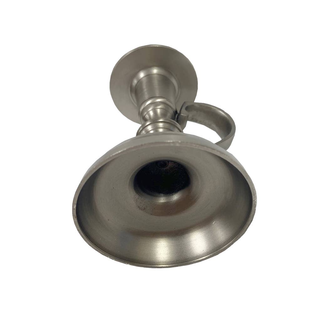 Primitive Reproduction 4 - 1/2&quot; Pewter - Plated Colonial Chamberstick - The Primitive Pineapple Collection