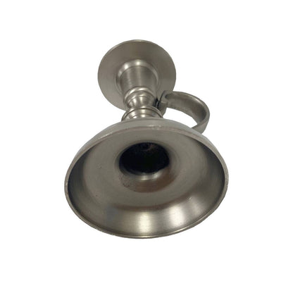 Primitive Reproduction 4 - 1/2&quot; Pewter - Plated Colonial Chamberstick - The Primitive Pineapple Collection