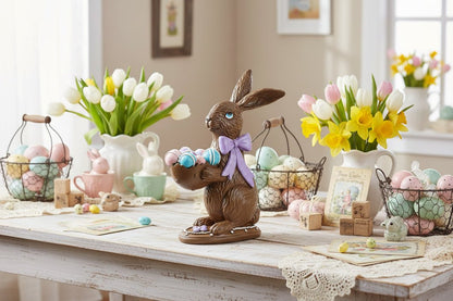 Farmhouse Spring Easter Faux Chocolate Bunny Figurine 2 Styles - The Primitive Pineapple Collection