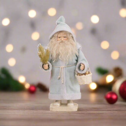 Bethany Lowe Christmas Pastel Blue Santa with Basket TD1164