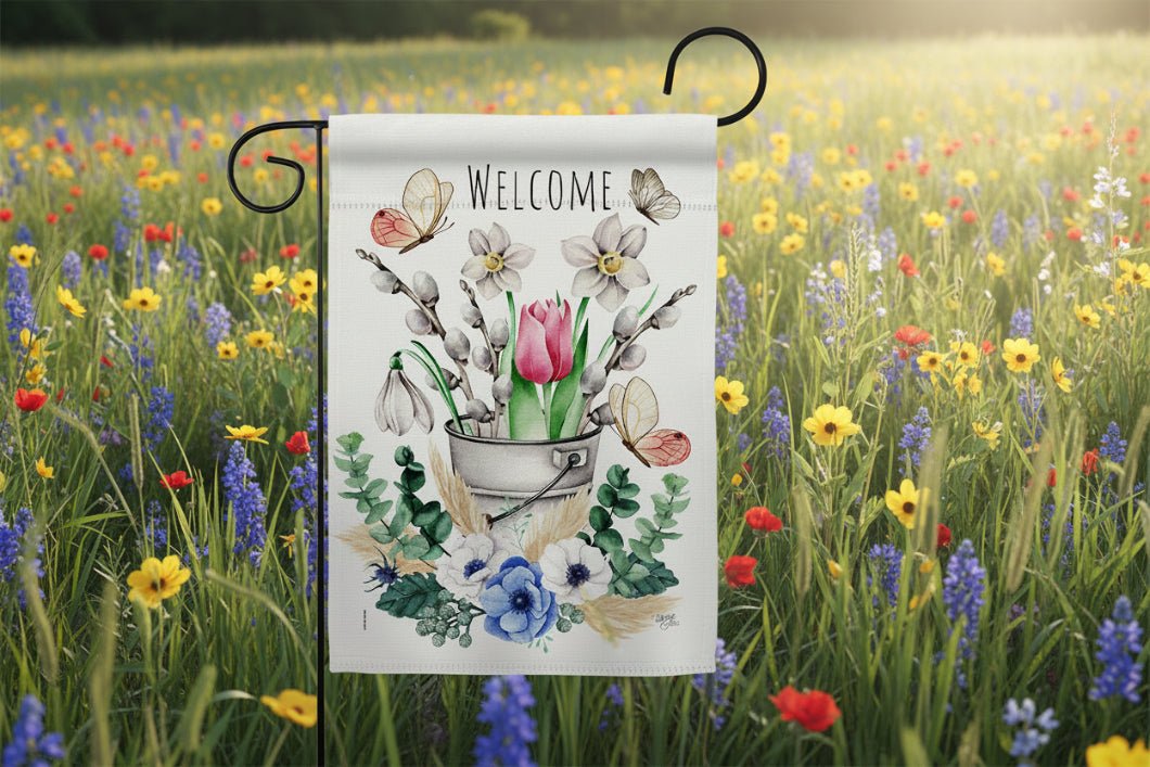 Farmhouse Spring Water Can Garden Floral Decor Flag - The Primitive Pineapple Collection