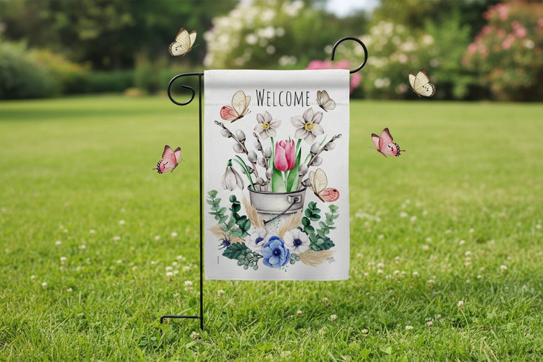 Farmhouse Spring Water Can Garden Floral Decor Flag - The Primitive Pineapple Collection
