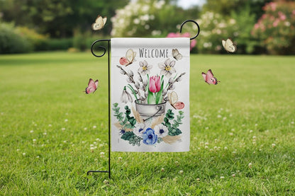 Farmhouse Spring Water Can Garden Floral Decor Flag - The Primitive Pineapple Collection