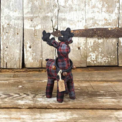 Primitive Country Honey and Me Christmas Franny Small Plaid Reindeer Doll