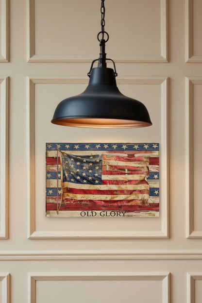 Distressed Old Glory American Flag Metal Sign 12x8 Handcrafted Americana Decor - The Primitive Pineapple Collection