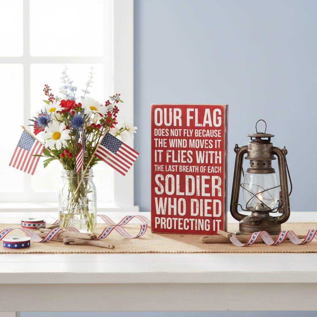 Primitive Americana Our Flag Box Sign 10" - The Primitive Pineapple Collection