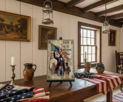 Sea to Shining Sea Flag Soldiers Metal Sign 12" x 8" - Patriotic Wall Decor - The Primitive Pineapple Collection