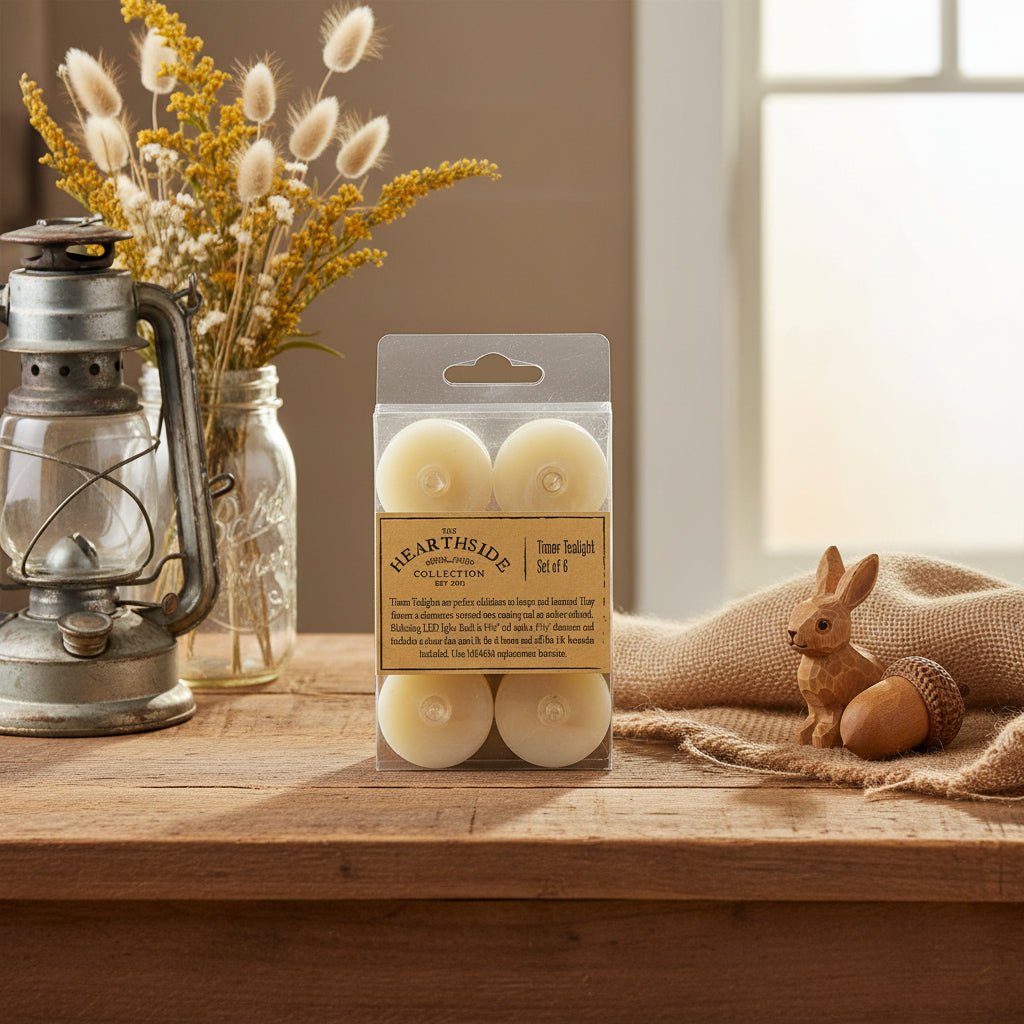 Primitive Farmhouse Ivory LED Timer Tealights Pack of 6 - The Primitive Pineapple Collection