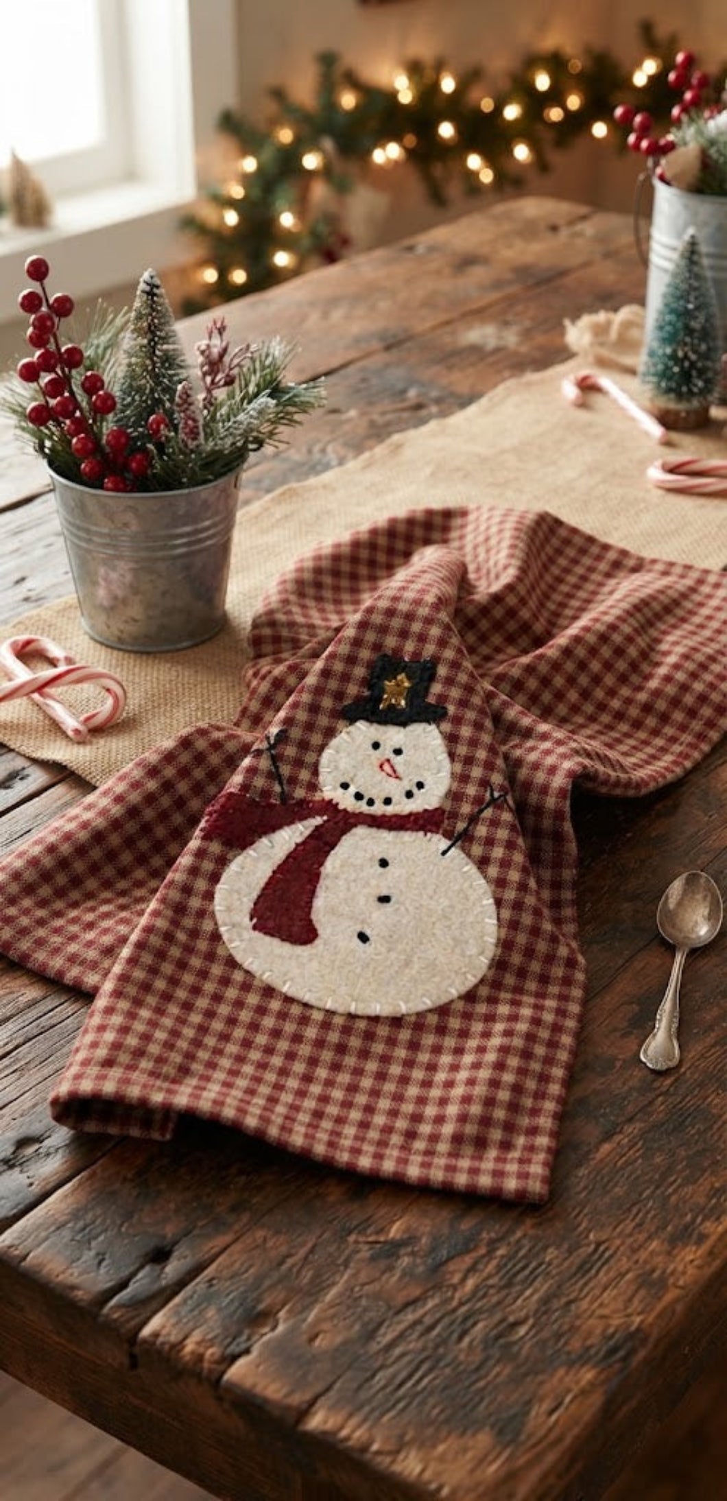Farmhouse Christmas Snowberry Snowman Kitchen Towel