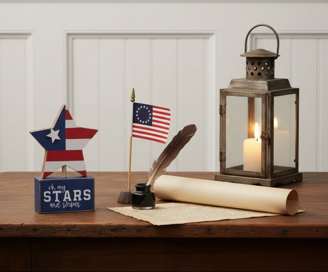 Americana Star Shelf Sitter - 5" Primitive 4th of July Wood Decor - The Primitive Pineapple Collection