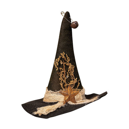 Primitive Country Halloween Felt Felt Witch Hat Ornament 6.75&quot;