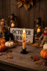 Primitive Handcrafted Black with Orange Stripe Witch Hat LED Timer Taper Candle - The Primitive Pineapple Collection