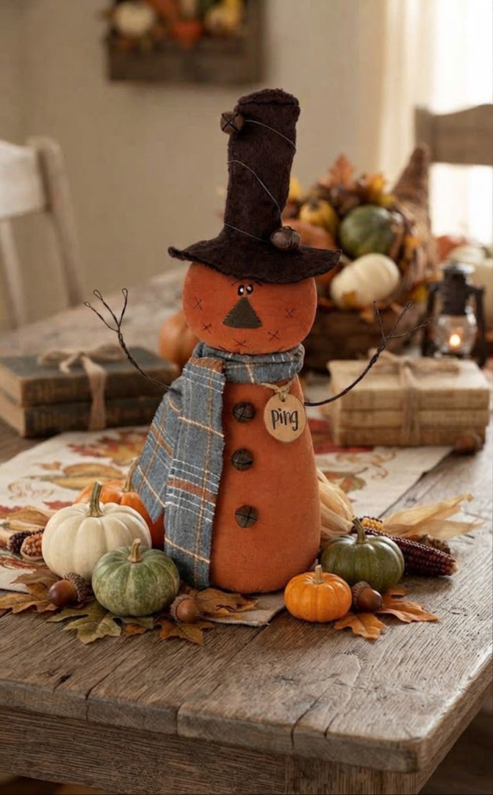 Honey and Me Halloween Ping the Jingle Bell Jack-O-Lantern - The Primitive Pineapple Collection