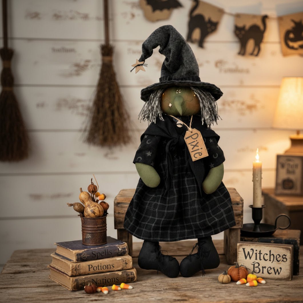 Honey and Me Halloween Pixie the Whimsy Witch 17" - The Primitive Pineapple Collection