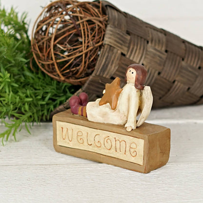 Primitive Welcome Angel Block Figurine - The Primitive Pineapple Collection