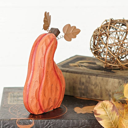 Primitive Rustic Halloween Chunky Wood Pumpkin 8&quot; Shelf Sitter - The Primitive Pineapple Collection