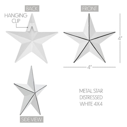 Farmhouse Americana Metal Star White Distressed 4x4 - The Primitive Pineapple Collection