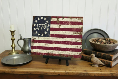 Handcrafted USA 1776 Betsy Ross Flag Metal Sign Americana 12" - The Primitive Pineapple Collection