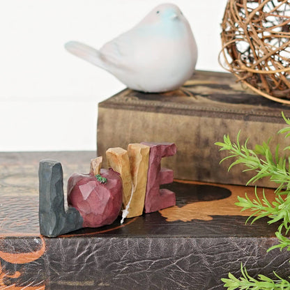 Primitive Farmhouse Love w/ Apple Shelf Sitter 4&quot; - The Primitive Pineapple Collection