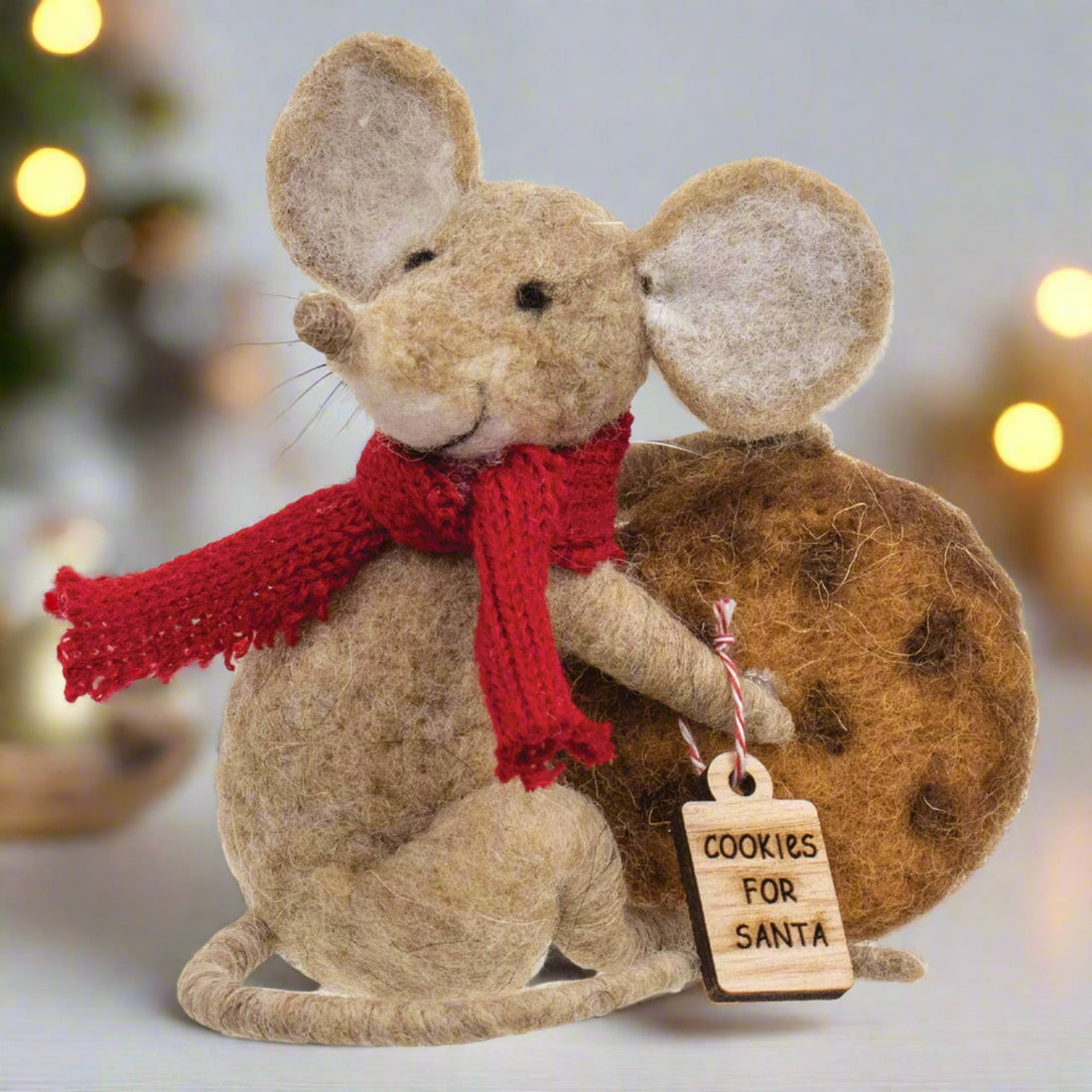Primitive Cookies For Santa Christmas Mouse Felted Ornament - The Primitive Pineapple Collection