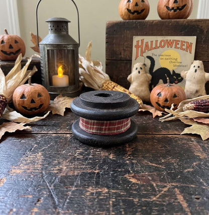 Primitive Wood Spool w/ Halloween Ribbon 4 Designs