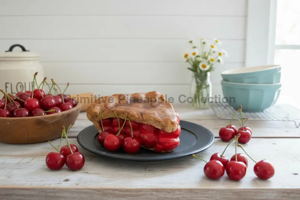 Primitive Farmhouse Handcrafted Faux Cherry Pie Slice - The Primitive Pineapple Collection