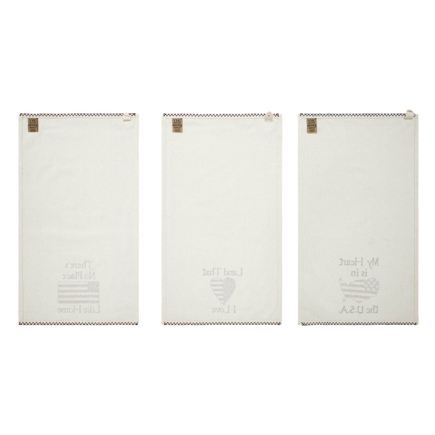 Americana The Land That I Love Americana Tea Towel Set of 3 16x28 - The Primitive Pineapple Collection