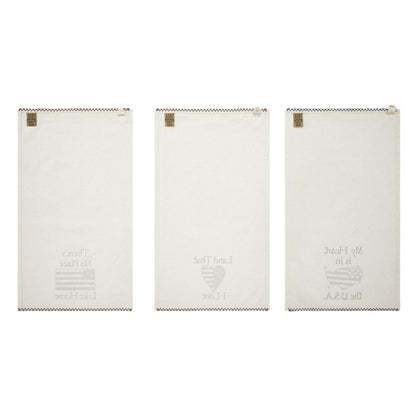 Americana The Land That I Love Americana Tea Towel Set of 3 16x28 - The Primitive Pineapple Collection