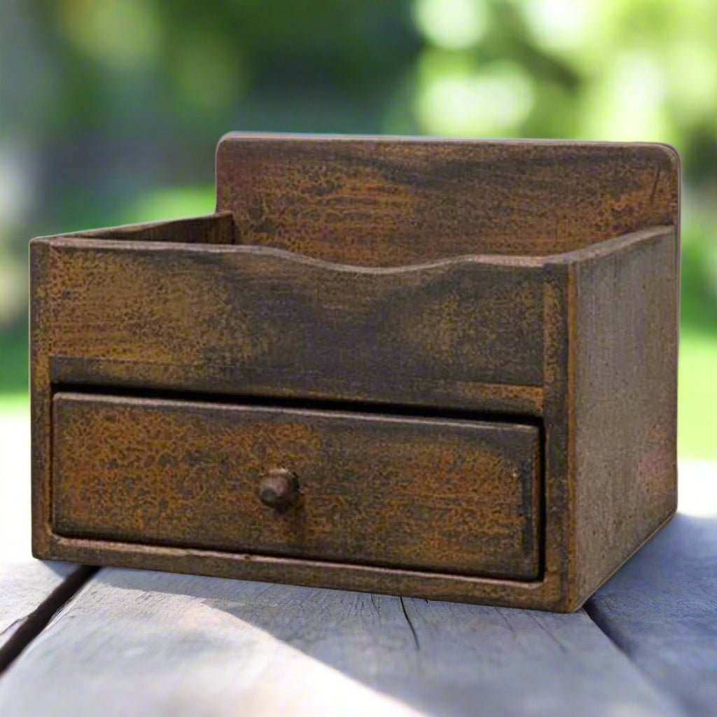 Primitive Handcrafted Distressed Aged Wood High Back K Cup Holder - The Primitive Pineapple Collection