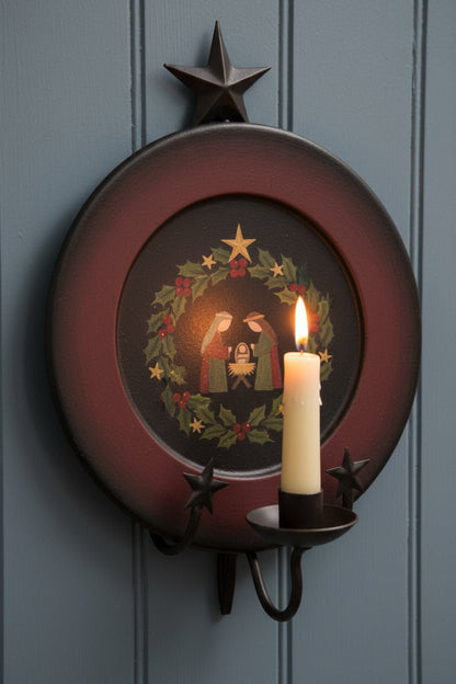 Primitive Metal Star Hanging Plate &amp; Taper Holder Plate rack - The Primitive Pineapple Collection