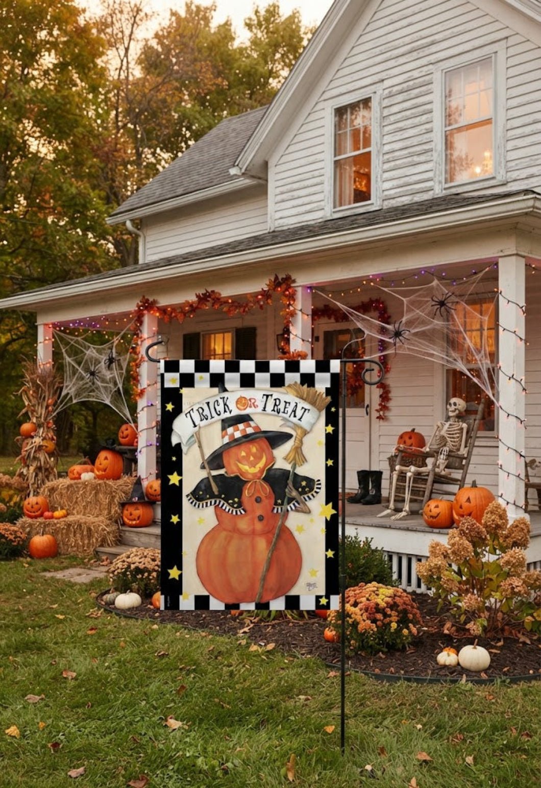 Halloween Farmhouse Jack-O-Lantern Witch Decor Flag - The Primitive Pineapple Collection
