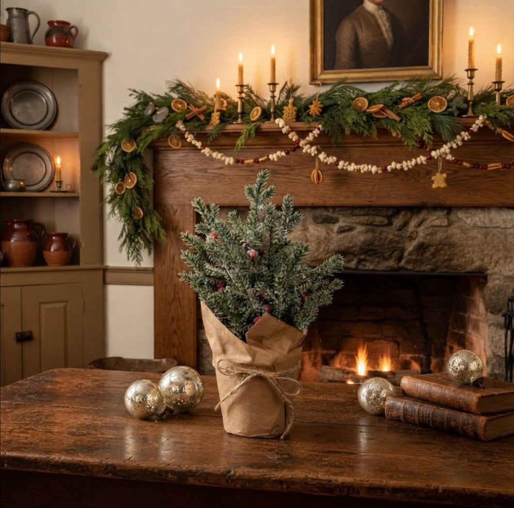 Ragon House Christmas Potted Icy Pine and Berries, 12"