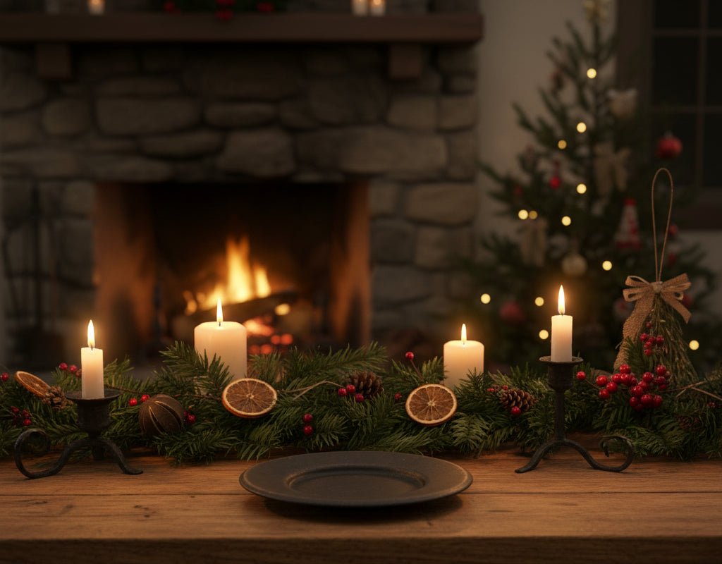 Primitive Colonial 6&quot; Black Weathered Wood Plate w/ Rim - The Primitive Pineapple Collection