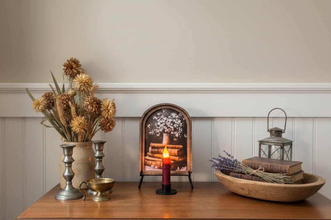 Primitive Metal Plate &amp; Taper Holder Plate Rack - The Primitive Pineapple Collection