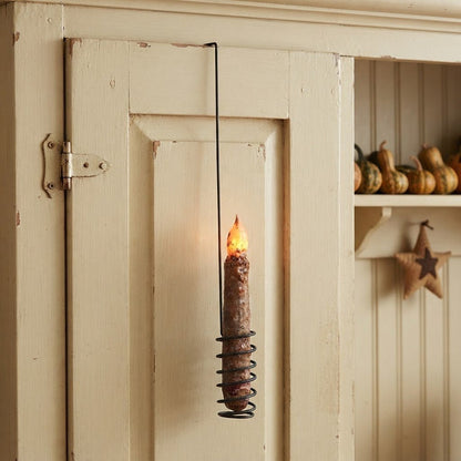 Primitive Black Wire Over-the-Door Taper Candle Holder, 12.5" - The Primitive Pineapple Collection