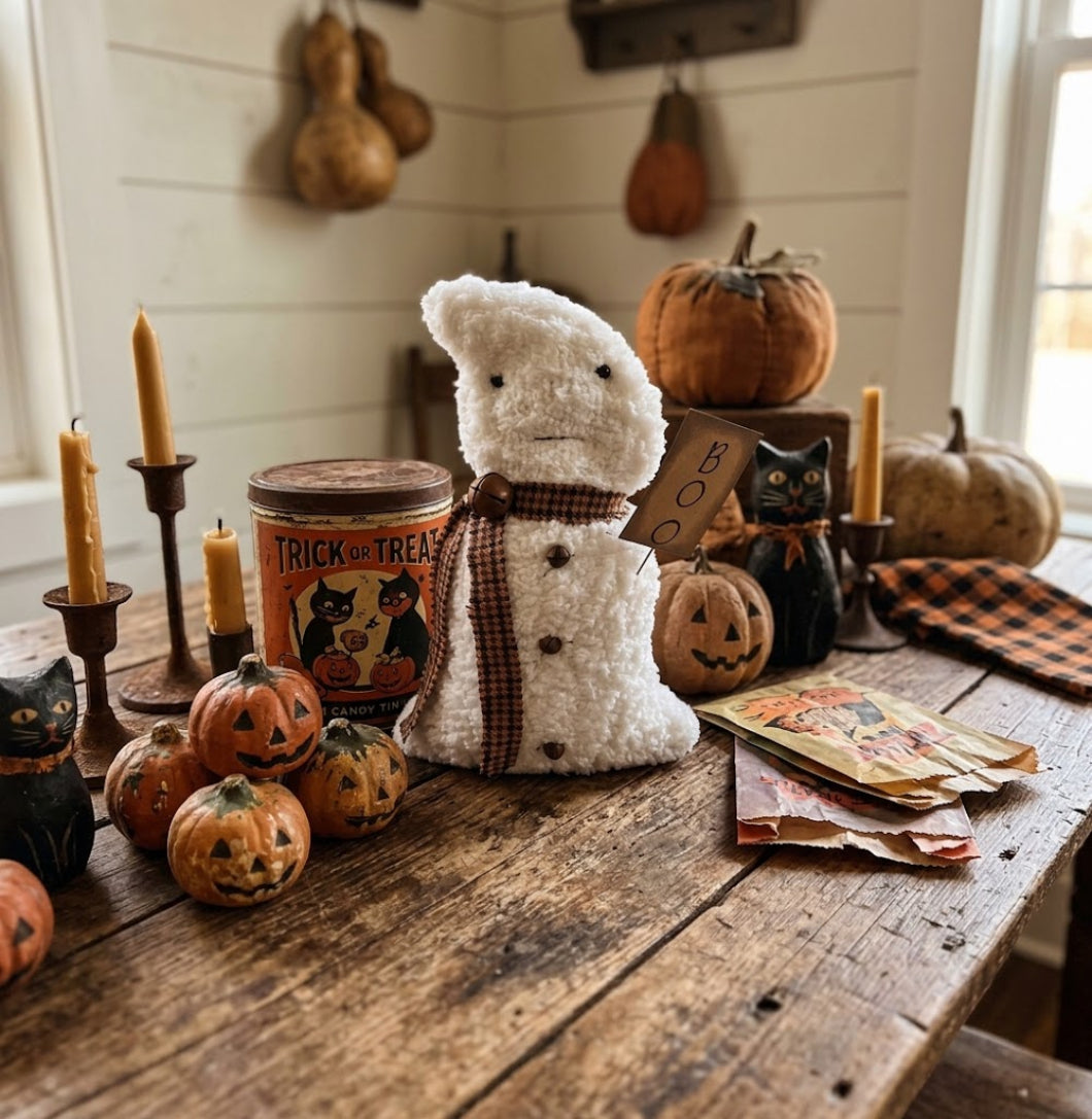Primitive Handcrafted USA 10" Retro Halloween Boo Ghost