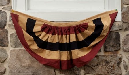 Primitive Vintage Look 36&quot; Americana Red White Blue Bunting - The Primitive Pineapple Collection