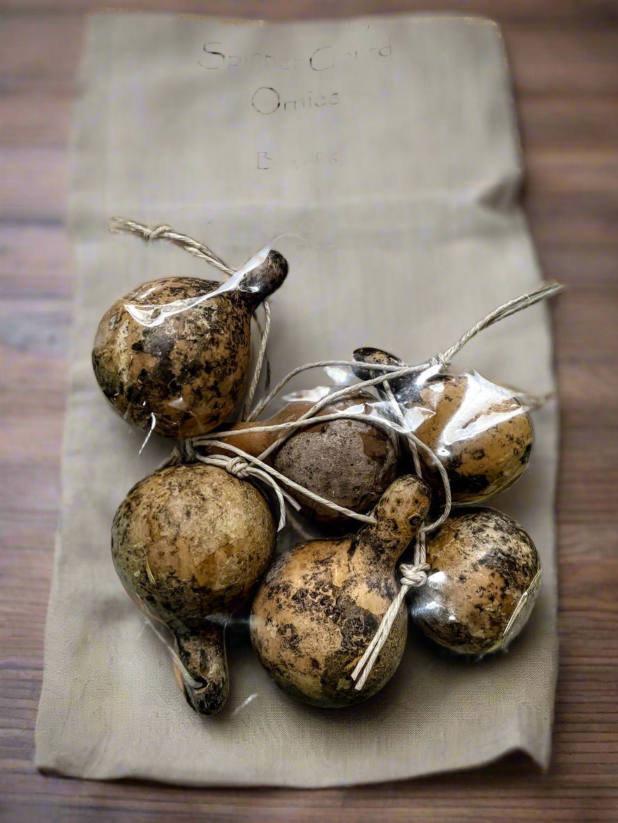 Primitive Handcrafted USA Mini Spinner Gourd Ornaments 5 pc - The Primitive Pineapple Collection
