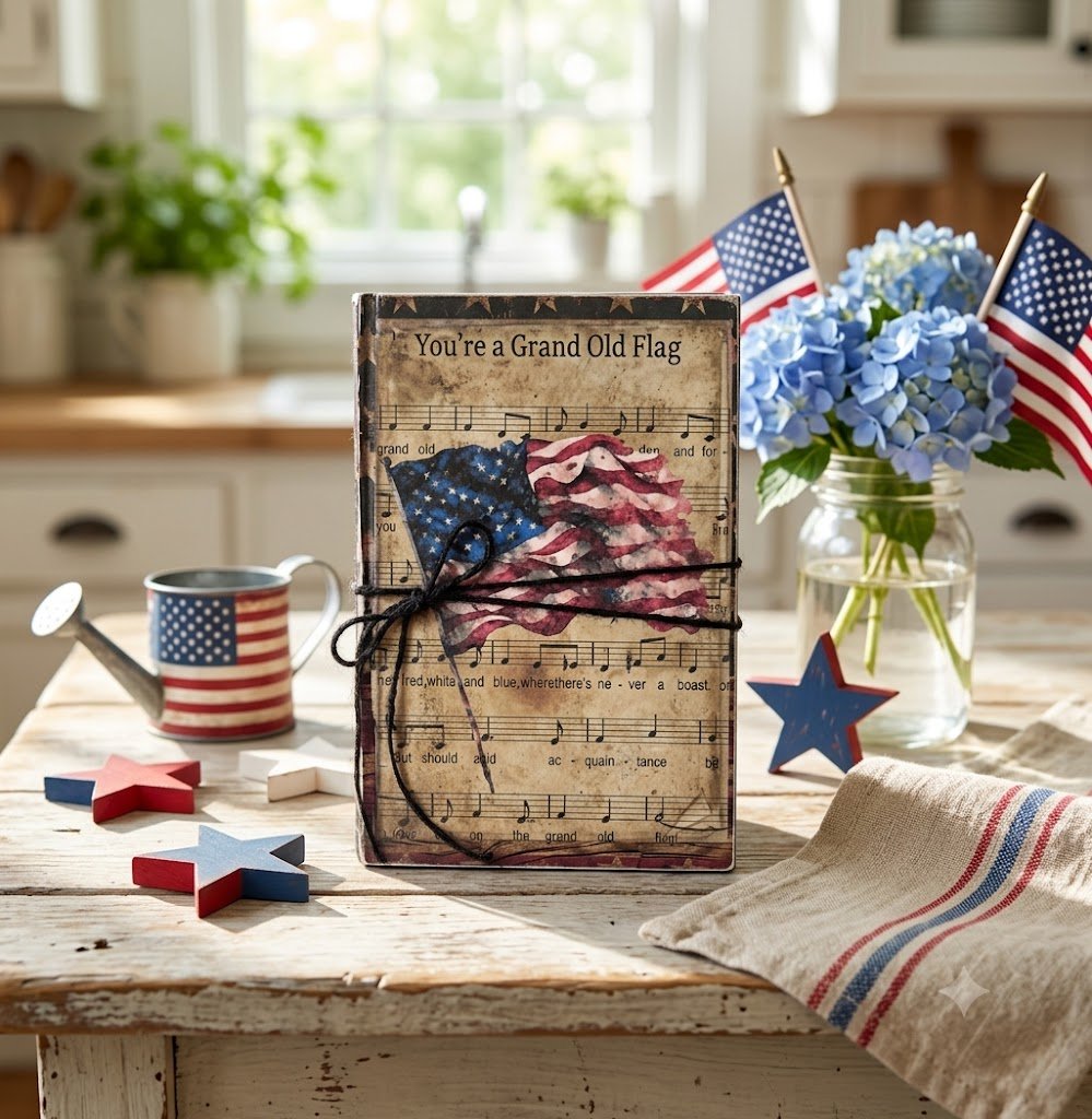 Primitive Colonial Handcrafted Vintage Look Grand Old Flag Book - The Primitive Pineapple Collection