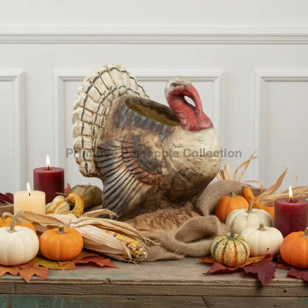 Halloween Fall Ragon House Collectable 16” Turkey Figurine Container - The Primitive Pineapple Collection