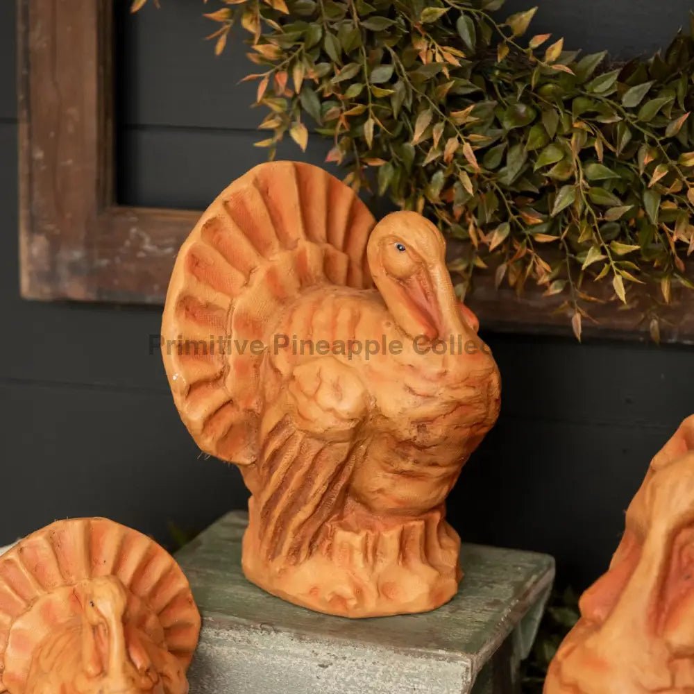 Halloween Fall Ragon House Collectable 9” Faded Orange Turkey Figurine - The Primitive Pineapple Collection