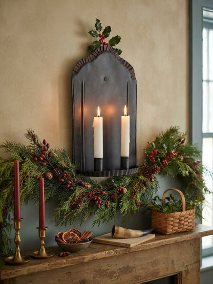 Primitive Colonial Black Metal Taper Candle Sconce - The Primitive Pineapple Collection