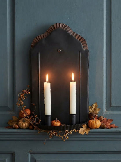 Primitive Colonial Black Metal Taper Candle Sconce - The Primitive Pineapple Collection